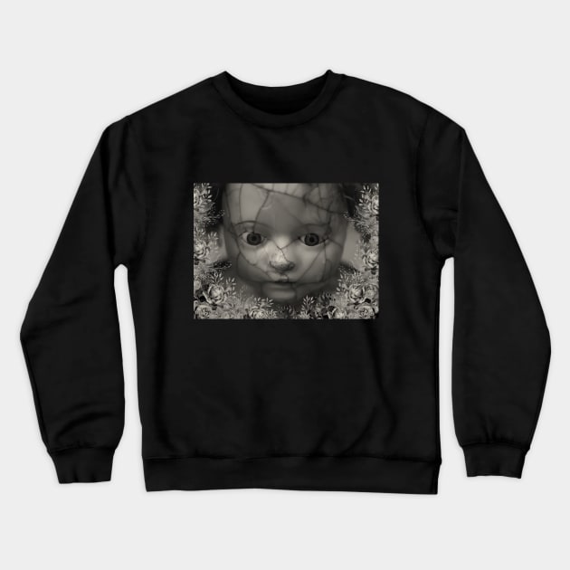 Creepy Doll Sepia Tone Mug,coffee mug,t-shirt,sticker,tote,bag,apparel,magnet,pin,hoodie,pillow Crewneck Sweatshirt by All Thumbs